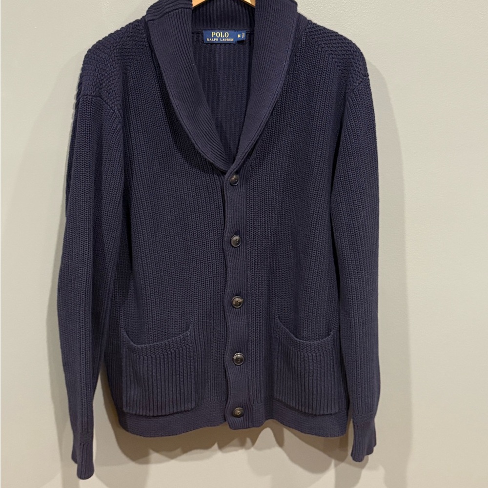 *GENTLY WORN* Men's Polo Size M Shawlneck Buttonfront Cardigan